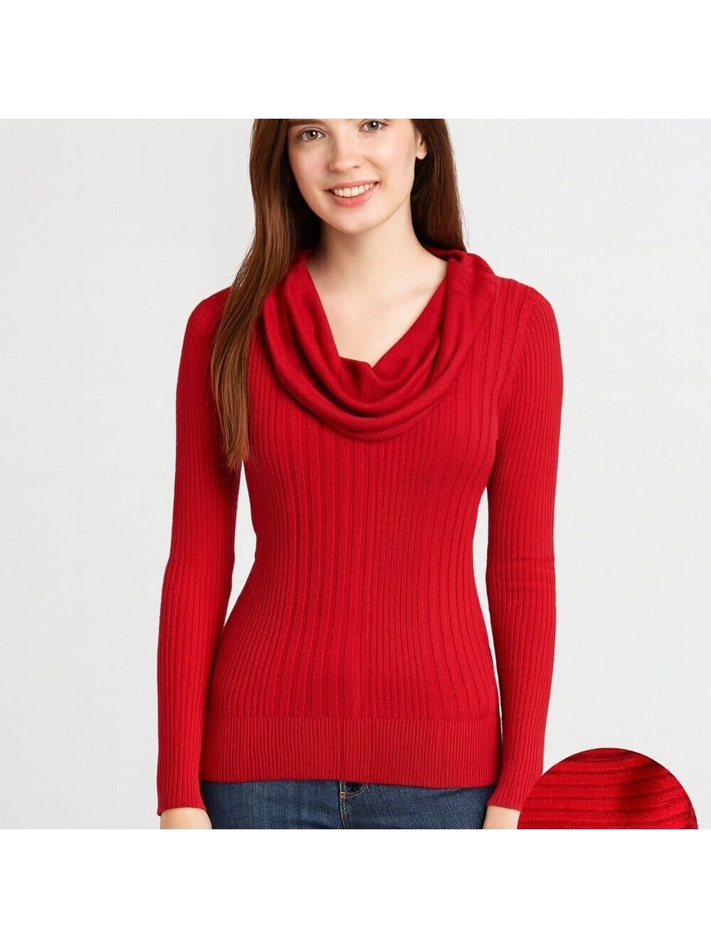 Pink Republic Red Ribbed Cowl Neck Sweater | Size M | Cozy Chic